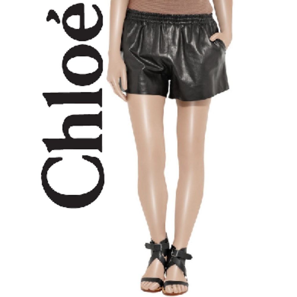 Chloé Leather Shorts Lambskin Black Made in France 38